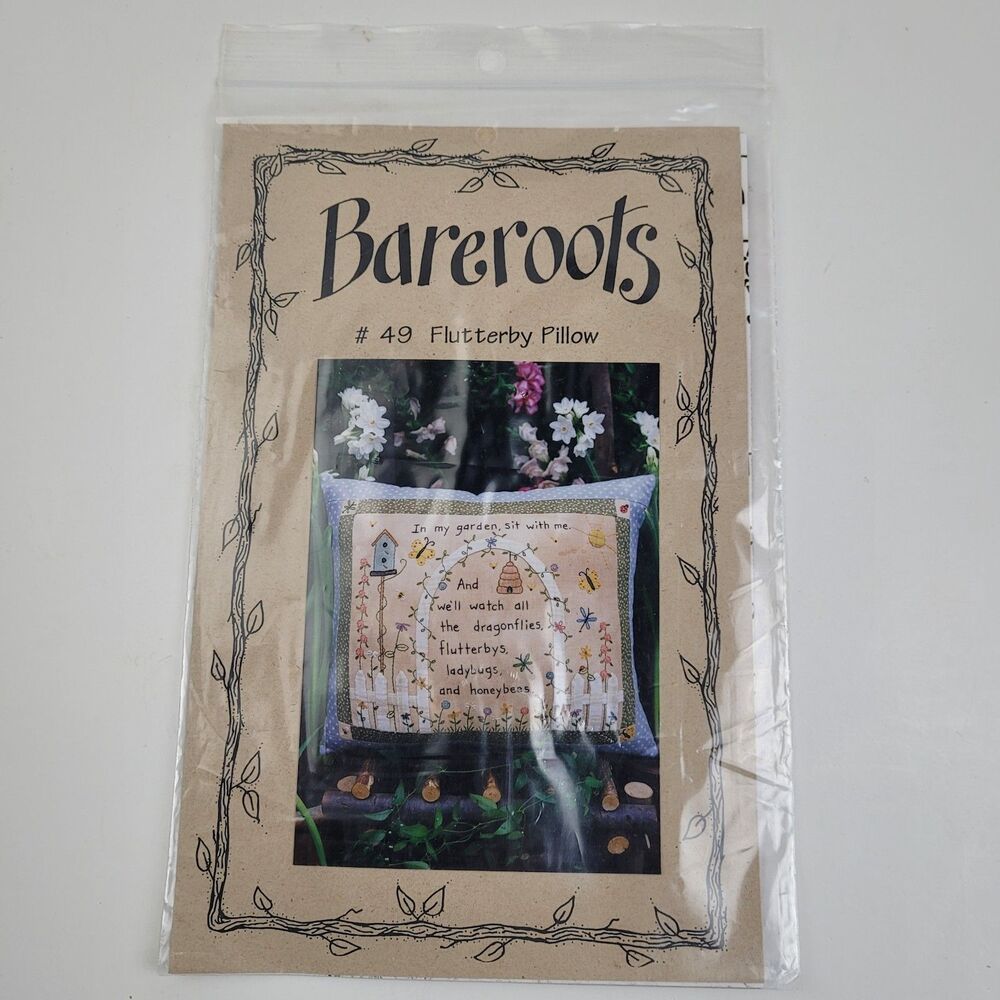 Vtg Bareroots #49 Flutterby Pillow sewing pattern, uncut.